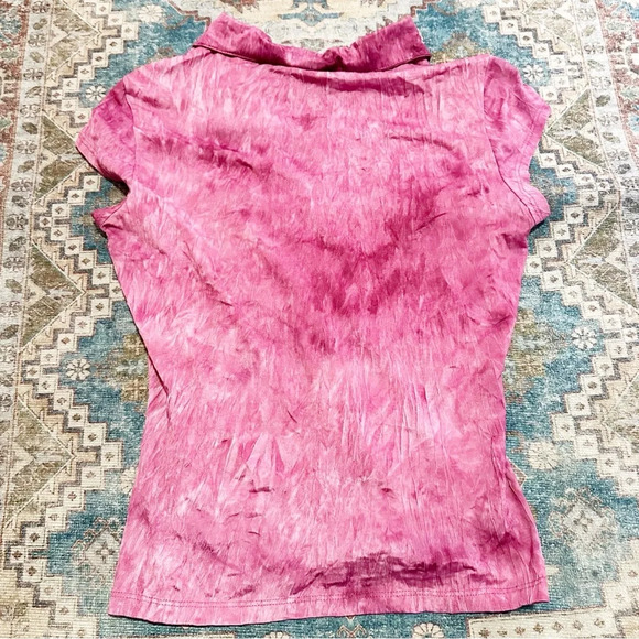 Y2k Rave Pink tie dye button up shirt size large made in the USA - Picture 11 of 12